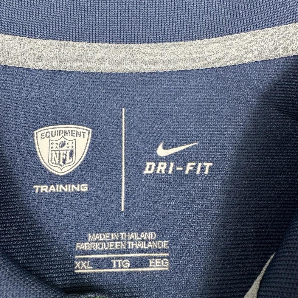 Nike NFL Training Equipment Seattle Seahawks Navy Dri-Fit Polo Shirt Men 2XL EUC - Picture 3 of 7